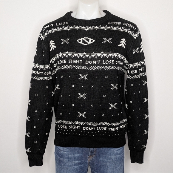 Roody Originals Its Just A 6 Dont Lose Sight Black White Ugly Holiday Sweater  M - Picture 1 of 7